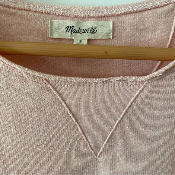 Madewell Pink Coral Cropped Short Sleeve Sweatshirt Knit Short Sleeve Tee size S - Picture 3 of 5